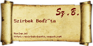 Szirbek Beáta névjegykártya