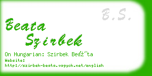 beata szirbek business card